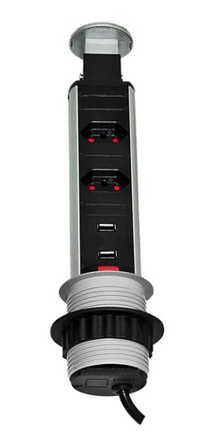 Torre De Tomada Multiplug Retrátil Com Usb Embutir Mesa