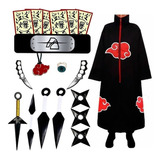 Kit Deidara Manto Akatsuki + Bandana Anel Colar + Kit Kunai