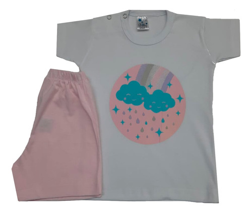 Conjunto Remera Estampada Y Short Colores Pasteles 27 Bs