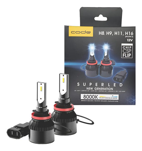 Par Super Led Techone 8000k H1 H3 H4 H7 H8/9/11 H16 Hb3/hb4
