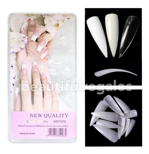 Tips X500 Uñas Postizas Stiletto Escalon Esculpida Manicura