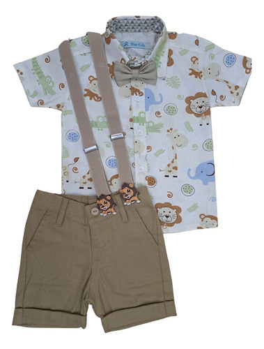 Roupa Festa Safari Camisa Temática Bebê Menino Pronta Entrega
