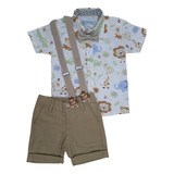 Roupa Festa Safari Camisa Temática Bebê Menino Pronta Entrega