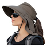 Sombrero De Sol For Mujer, Senderismo, Safari, Con Solapa P