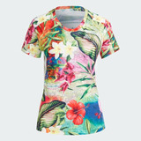 Camiseta Floral Own The Run Feminina - Azul adidas Gk6970