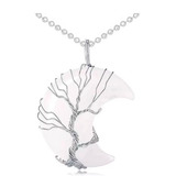 Collar Cuarzo Luna Arbol De La Vida Cuarzo Cristal + Estuche