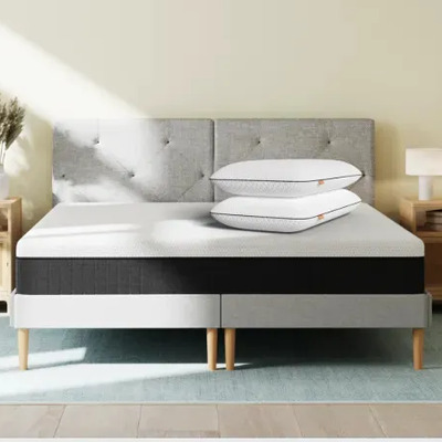Combo Con Colchón Emma Hybrid Lite Individual Y 2 Almohadas Blanco | Meses sin interés