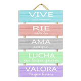 Cuadro Frases X5 Vive Rie Ama Lucha Valora Vintage Living