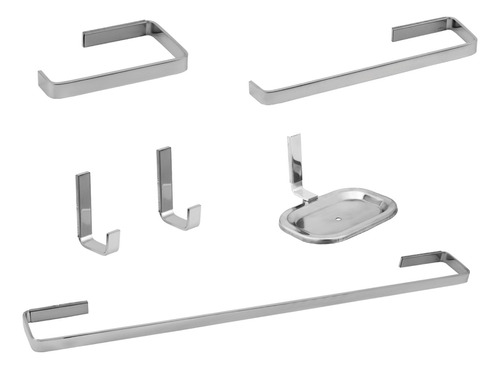 Kit Acessorio Para Banheiro Com 6 Peças Quadrado Todo Metal
