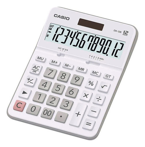 Calculadora De Escritorio Casio Dx-12b-we Con Pantalla Grande De 12 Dígitos, Color Blanco