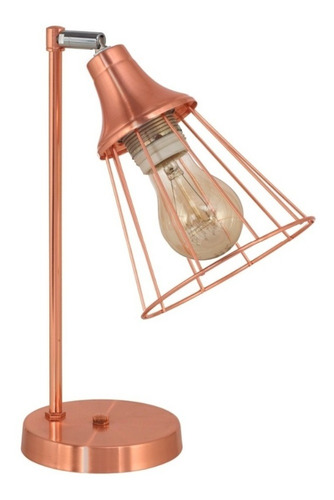 Velador Jaula Vintage Moderno Apto Led, Cobre. 