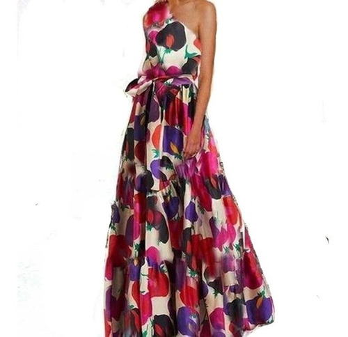 Bohe Boda Fiesta Floral Vestido Elegante De Un Hombro