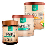 Kit Potes Ômega 3 120 Cáps + 100% Creatine + Collagen Derm