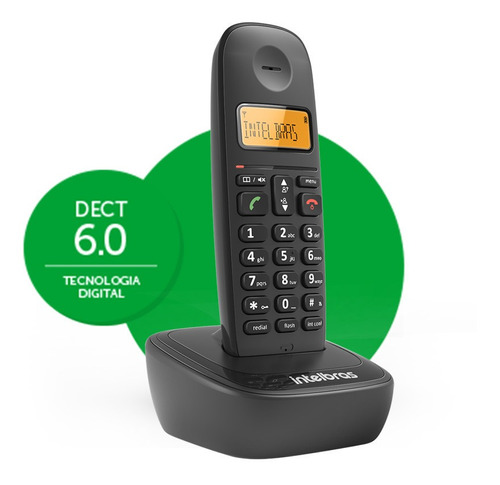 Telefone Sem Fio Residencial E Escritório Simples Ts 2510 Preto Display Luminoso Intelbras