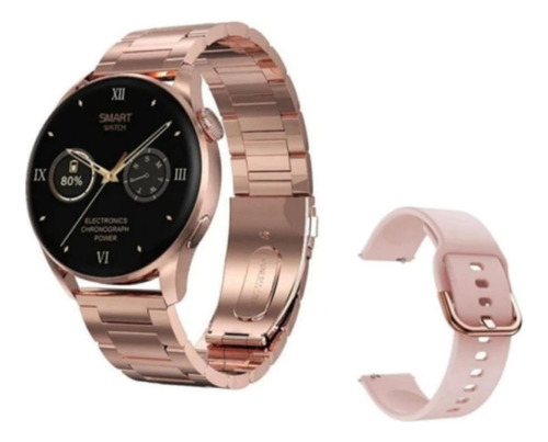 Smartwatch Dt3 Rosa Doble Malla Asistente De Voz Android Ios