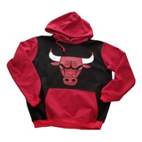 Sudadera Hoodie Bicolor Chicago Bulls Nba Cangurera Y Gorro