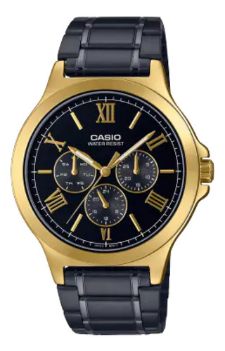 Reloj Hombre Casio Mtp-v300gb-1audf Core Mens Color De La Correa Dorado Color Del Bisel Dorado Color Del Fondo Negro