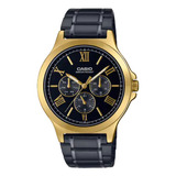 Reloj Hombre Casio Mtp-v300gb-1audf Core Mens Color De La Correa Dorado Color Del Bisel Dorado Color Del Fondo Negro