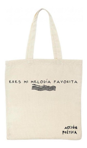 Bolsa Tote Acción Poética Eres Mi Melodía Favorita Od77037 Color Beige Diseño De La Tela Liso