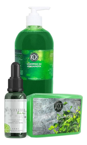 Tratamiento Minoxidil 5% 50ml+shampoo1litro+jabón Bergamota