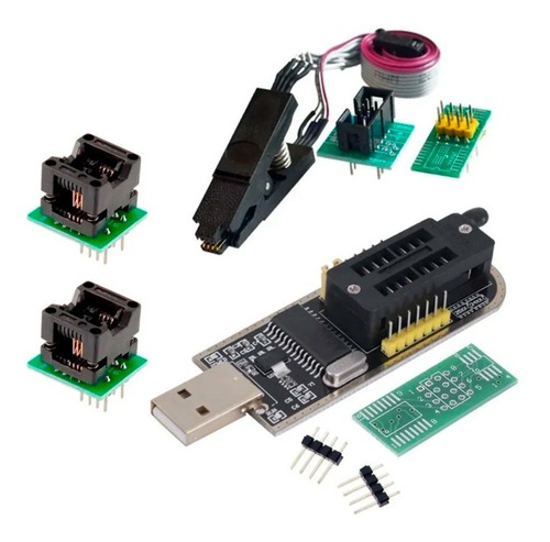 Programador Ch341a Usb + Pinza Cable + Soic8 200mil + 150mil