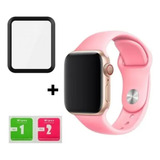 Pulseira + Pelícu 3d Para Apple Watch 38mm 40mm 42mm 44mm Sm Cor Rosa-claro Largura 38 Mm