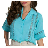 Camisa Blusa Soltinha Renda Elegante Sensual Casual Fresco