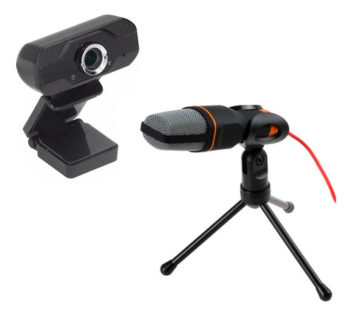 Combo Webcam Fhd + Micrófono Condensador Trípode Streaming