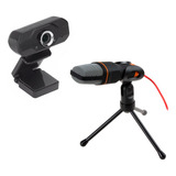 Combo Webcam Fhd + Micrófono Condensador Trípode Streaming