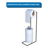 Suporte P/ Papel Higiênico De Chão Reserva Banheiro 3 Rolos Cor Preto