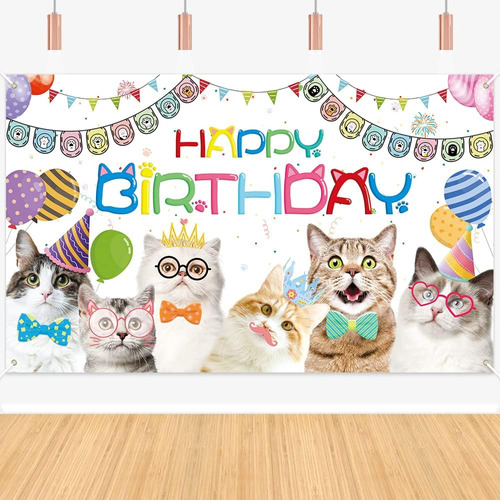 Telón De Fondo De Feliz Cumpleaños Para Gato Gatito, Temátic