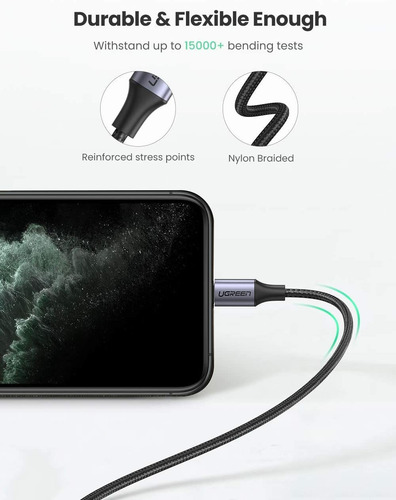 Ugreen Cable De Carga Usb-c Con Un Rayo Certificado Mfi, Cab