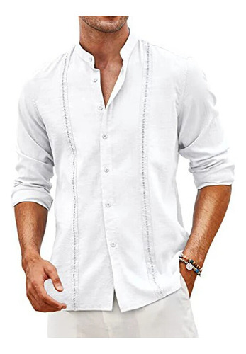 O Camisas Guay-abera Cubana Para Hombre, Lino, Casual