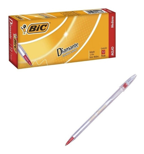 Boligrafo Bic Diamante Punto Mediano 1.0 M Rojo Caja C/12 Pz