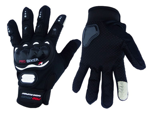 Guante Para Moto Probiker Touch Con Protección De Nudillos Color Negro Talla L