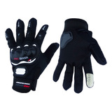 Guante Para Moto Probiker Touch Con Protección De Nudillos Color Negro Talla L