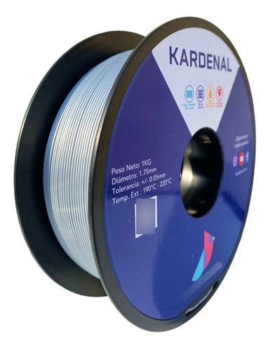1 Kg 1.75mm Filamento Pla Premium Kardenal Color Plateado