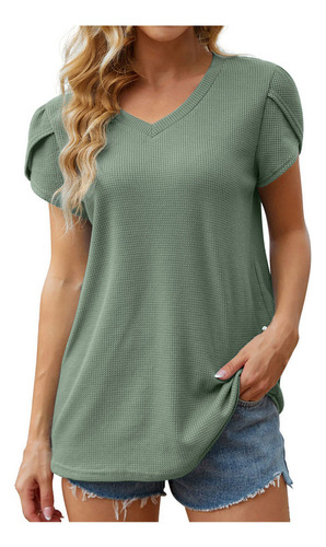 Blusa Tipo Túnica Holgada De Manga Corta Con Cuello En V