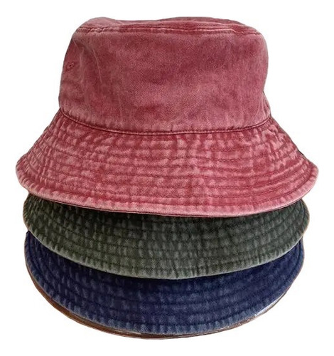 Piluso Pescador Sombrero Vintage Algodón Gorro X3 Lavado