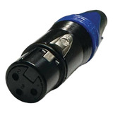 Kit 2 Peças - Plug Xlr Femea - Azul ( Cannon Femea )