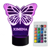 Lampara Mariposa Personalizada Con Nombre, Led Rgb 