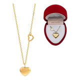 Collar Corazón Doble Acero Baño Oro 18k Estuche Regalo Pana