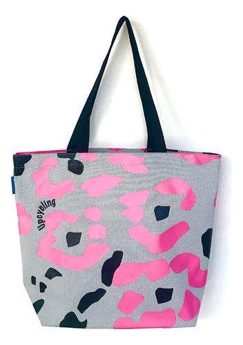 Bolso De Mano Totebag Animal Print Rosa Ecológica Y Funciona