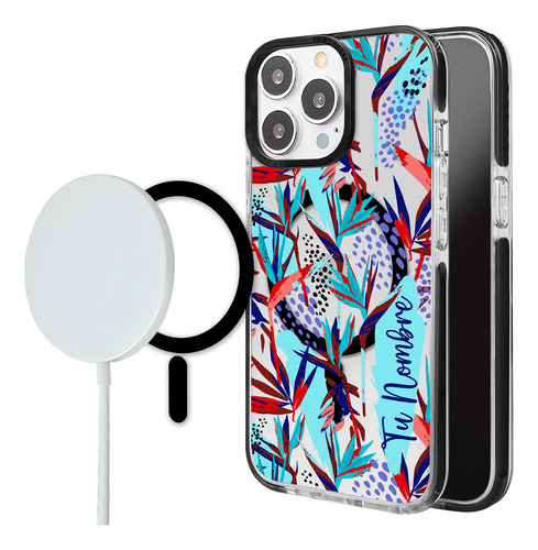 Funda Para iPhone Magsafe Flores Para Mujer Tu Nombre