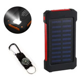 Banco De Energia Solar Impermeável 20000mah 2 Usb Portas Red