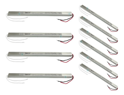 10x Fonte Slim Driver Para Perfil Fita De Led 12v 10a 120w