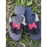 Chinelo Infantil Decorado Minie Preto