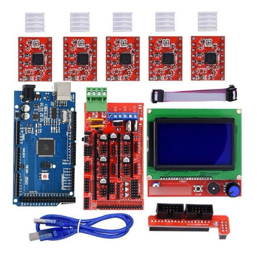 Kit Impressora 3d Mega2560 Ramps1.4 Lcd1286 Driver A4988