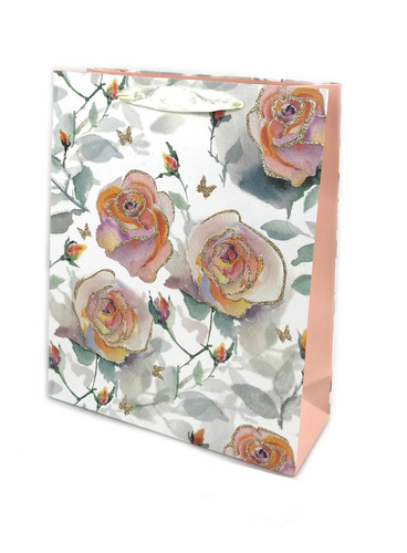 Bolsa Papel De Regalo Sorpresa Diseño Flores M 26x32cm