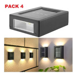 Pack 4 Mini Foco Muro Aplique Led Solar Jardín Exterior  